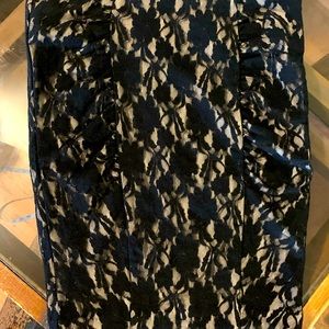 Black Lace Lined Pencil Skirt